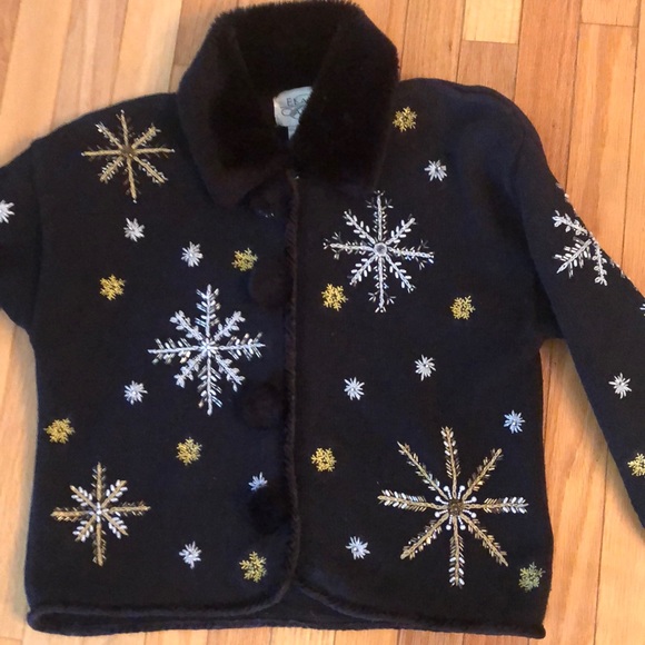 Vintage ugly Christmas sweater-black sz S - Picture 1 of 6